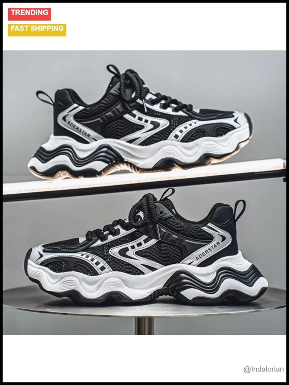 Men's Fashion Sneakers Chunky Platform Lace-Up PU Leather Casual Walking Shoes
